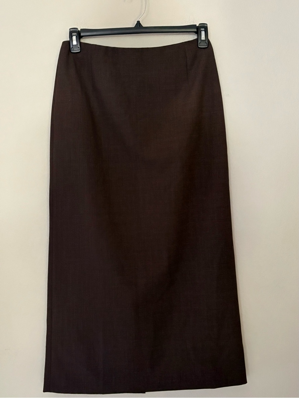 Vintage Eddie Bauer Brown Wool Blend Midi Pencil Skirt Size 10 90s Minimalist